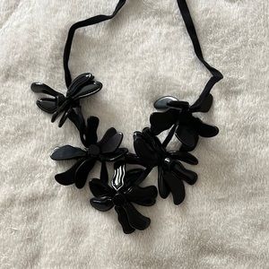 Marni Black Flower Tie Necklace